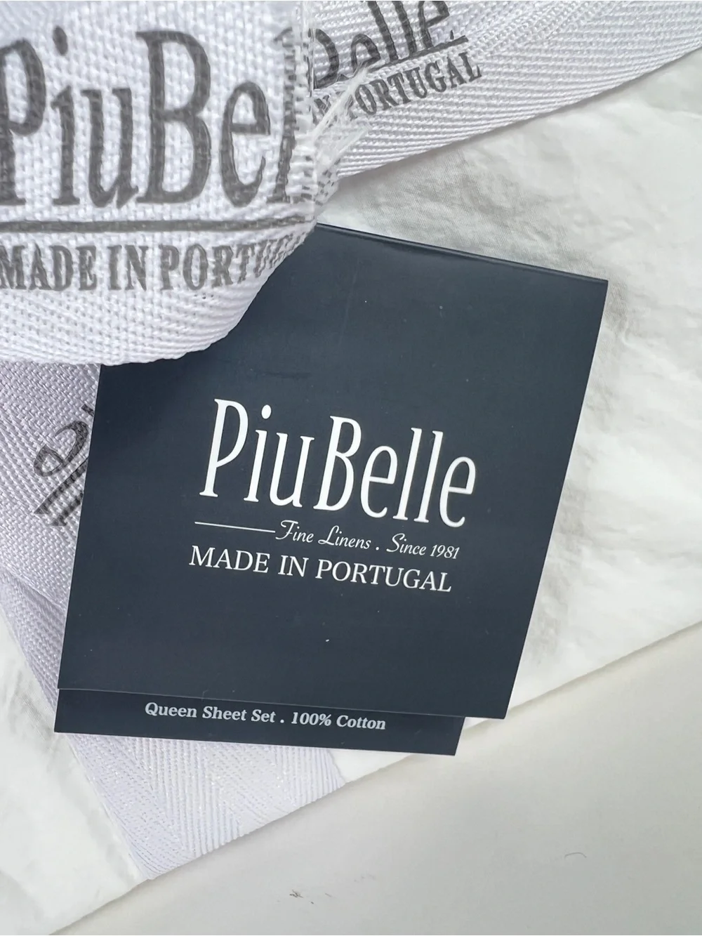 PiuBelle White Queen Sheet Set Fine Linens Soft 100% Cotton Portugal 4 Pc NEW